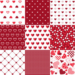 Wall Mural - Seamless patterns Valentine's Day