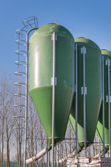 Canvas Print - farm silos for fish farming