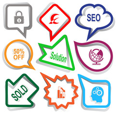 Poster - closed lock, monetary sign, seo, 50% OFF, solution, globe and lo