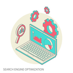 Wall Mural - Isometric design modern concept of website analytics and SEO