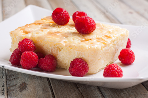 Hungarian Sweet Cottage Cheese Cake With With Raspberries Buy