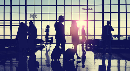 Canvas Print - Back Lit Business People Traveling Airport Passenger Concept