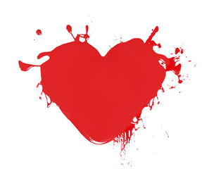 Wall Mural - Heart made of red paint splashes isolated on white