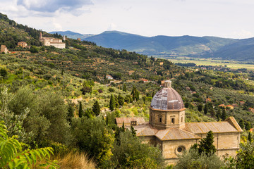 Canvas Print - medieval church in Cortona, Tuscany, Italy