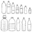 Vector Set of Sketch Plastic Bottles
