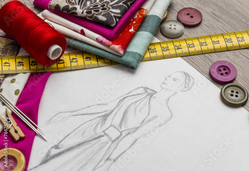 Fotografia, Obraz Fashion designer studio with equipment