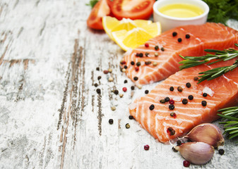 Wall Mural - portions of fresh salmon fillet