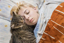The Woman Asleep In Bed With The Cat