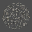 © anna_leni - Hand drawn set of hipster elements over brown