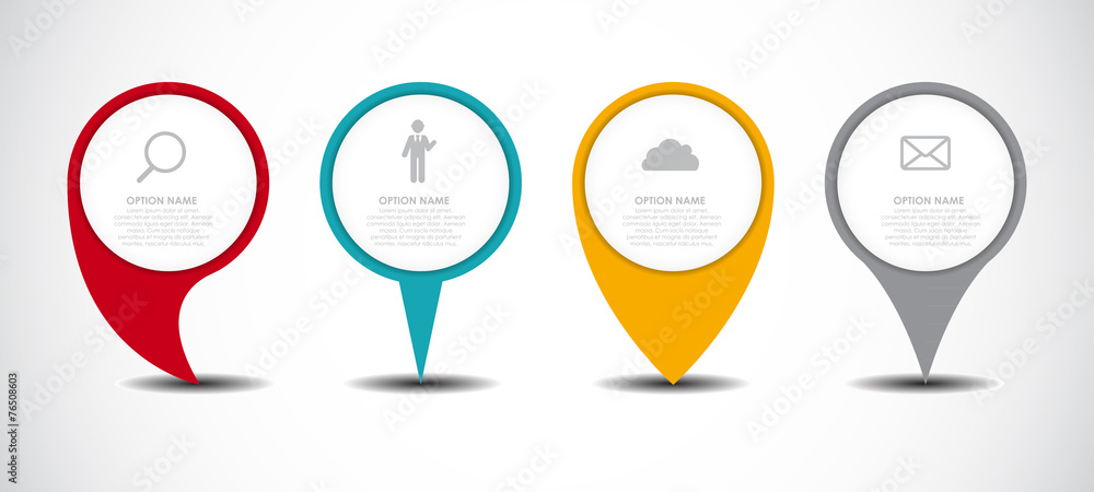Set of Circle Pointers Infographic Business Element. Vector Illu - obrazy, fototapety, plakaty 