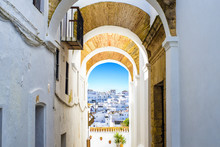 Typical Street In Vejer De La Frontera, Andalusia, Spain.