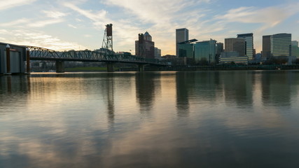 Wall Mural - Time Lapse of Clouds and Water Reflection at Sunset PDX