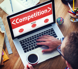 Wall Mural - competition marketing business analysis working concept