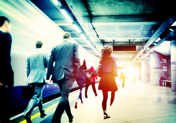 Rush People Subway Station Commuter Travel Concept