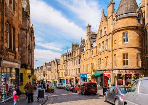 Plakat ulica widok Edynburg, Szkocja, Wielka Brytania