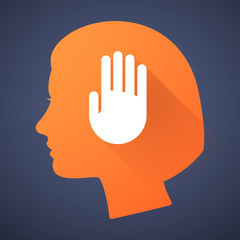 Poster - Female head silhouette icon with a hand