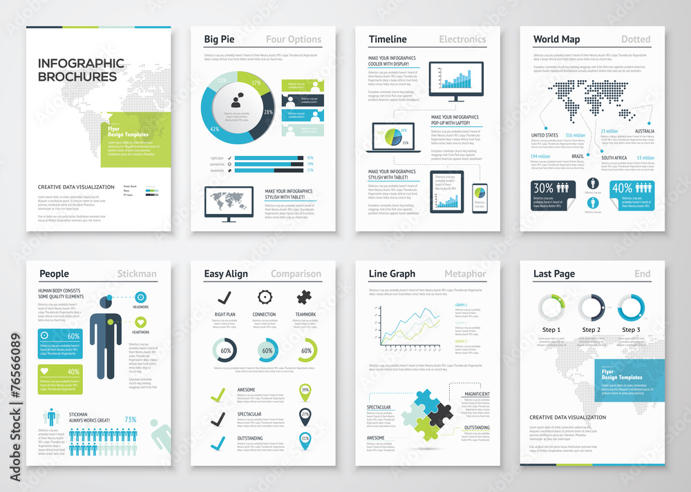 Infographic brochures for business data visualization - obrazy, fototapety, plakaty 