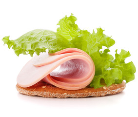 Poster - sandwich with pork ham on white background  cutout