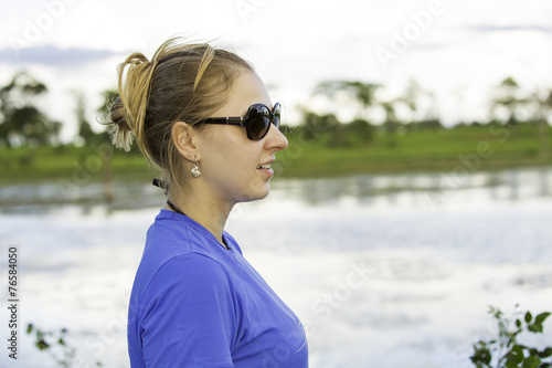 Fotografija ourist appreciate the view of Mato Grosso in the Pantanal