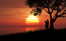 Couple Against A Sunset Sky