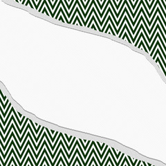 Hunter Green and White Chevron  Zigzag Frame with Torn Backgroun