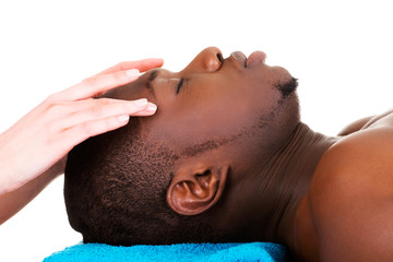 Man lying on a massage table