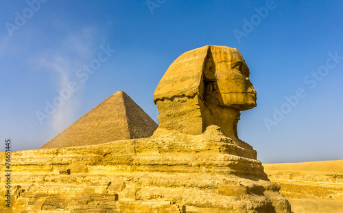 Plakat na zamówienie The Great Sphinx and the Great Pyramid of Giza
