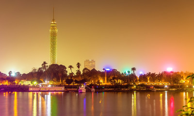 Poster - View of the Cairo tower in the evening - Egypt