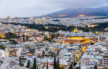 Canvas Print - View of Athens in the evening - Greece