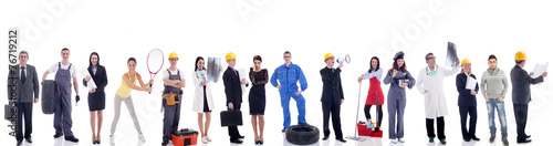 Fotomural Group of industrial workers. Isolated on white background.