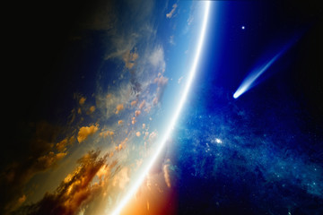 Wall Mural - comet approaches earth