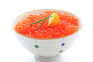 Red Caviar donburi ; Japanese food 