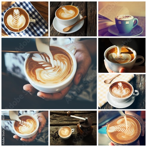 Naklejka dekoracyjna Cup of Coffee in coffee shop vintage color tone style