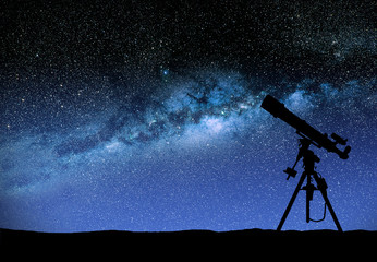 Wall Mural - telescope watching the wilky way