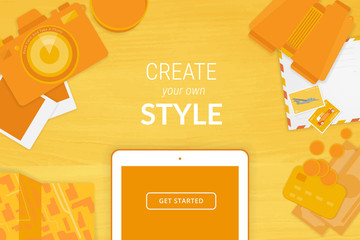 Wall Mural - creative background in orange style