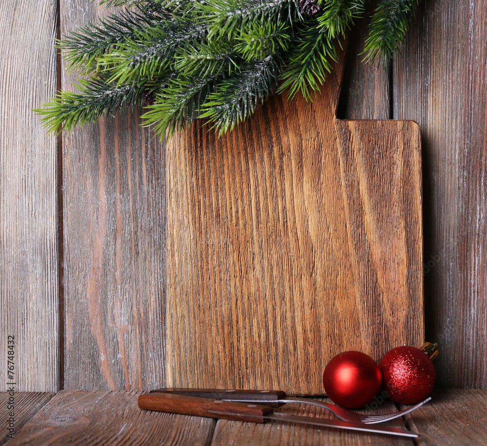 Cutting board with Christmas decoration