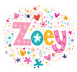 Zoey female name decorative lettering type design