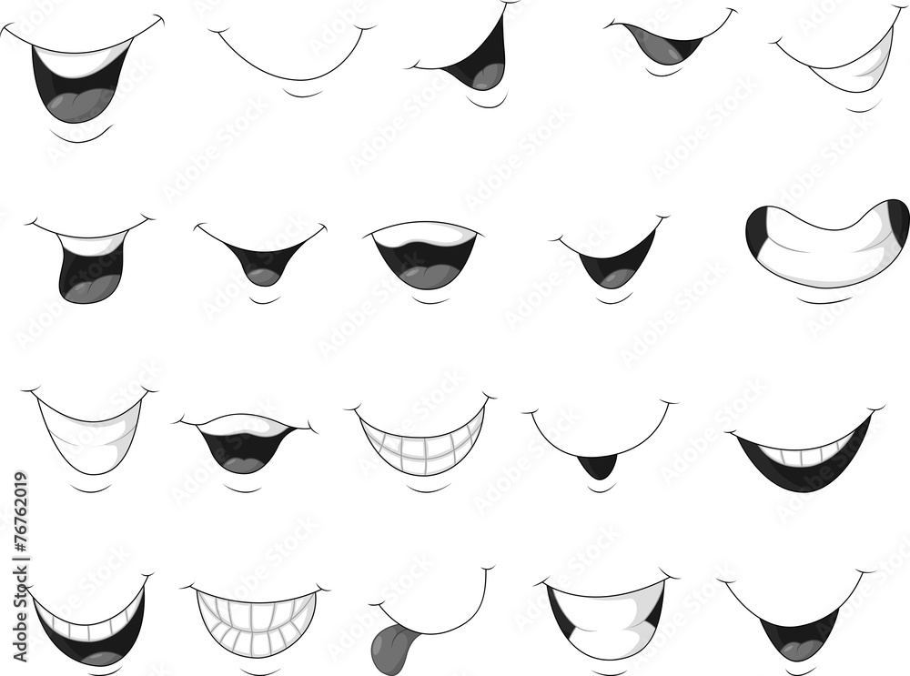 Set of smiling mouth - obrazy, fototapety, plakaty 