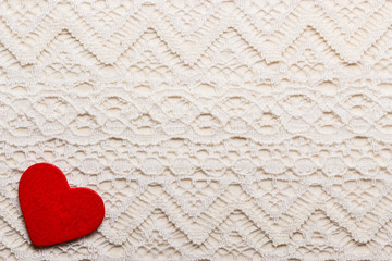 Wall Mural -  Red heart love symbol on lace background