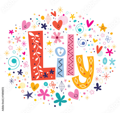 Lily female name decorative lettering type design Stock Vector | Adobe ...