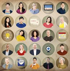 Sticker - Diverse Multi Ethnic People Technology Media Concept