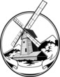 windmill, vintage, agriculture, flour, vector illustration