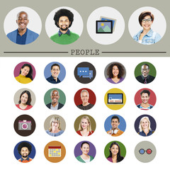 Sticker - Diverse Multi Ethnic People Technology Media Concept