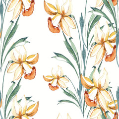 Wall Mural - Narcissus seamless pattern