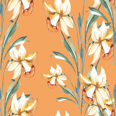 Wall Mural - Narcissus seamless pattern