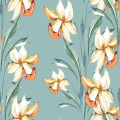 Wall Mural - Narcissus seamless pattern