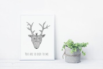 Wall Mural - funny hand drawn poster YOU ARE DEER TO ME. Skandinavian style