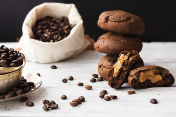 Wall Mural - chocolate cookies with peanut butter