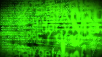 Wall Mural - animated 3d computer programming script code as tech background