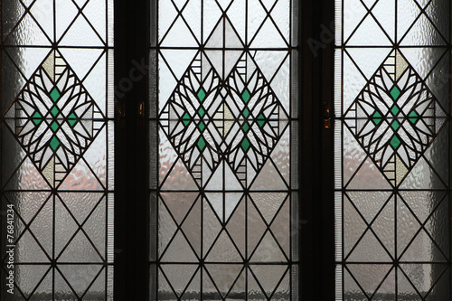 Nowoczesny obraz na płótnie Art Nouveau stained glass window in Hradec Kralove.